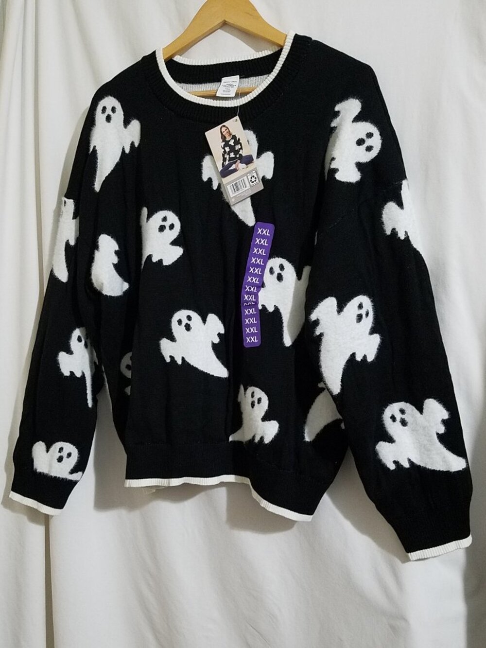 Member's Mark Halloween Sweater — Size XXL — Ghost Motif — NWT 🎃